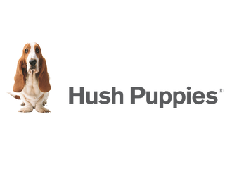 black hush puppies logo with dog