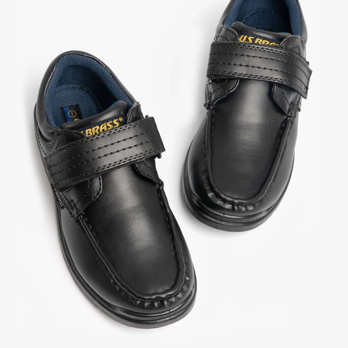 US Brass MARVIN Boys Velcro Bar Casual School Shoes Black