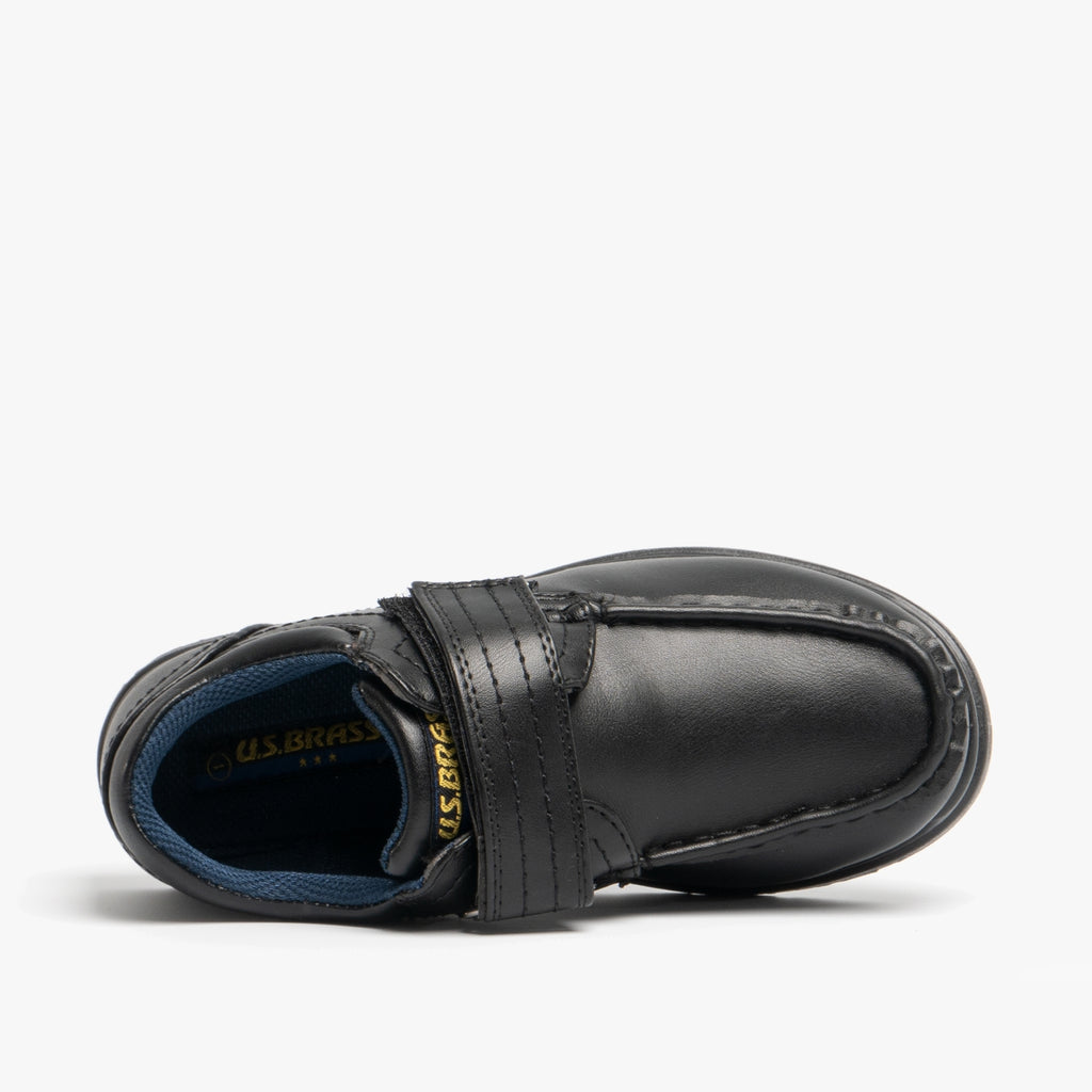 US Brass MARVIN Boys Velcro Bar Casual School Shoes Black