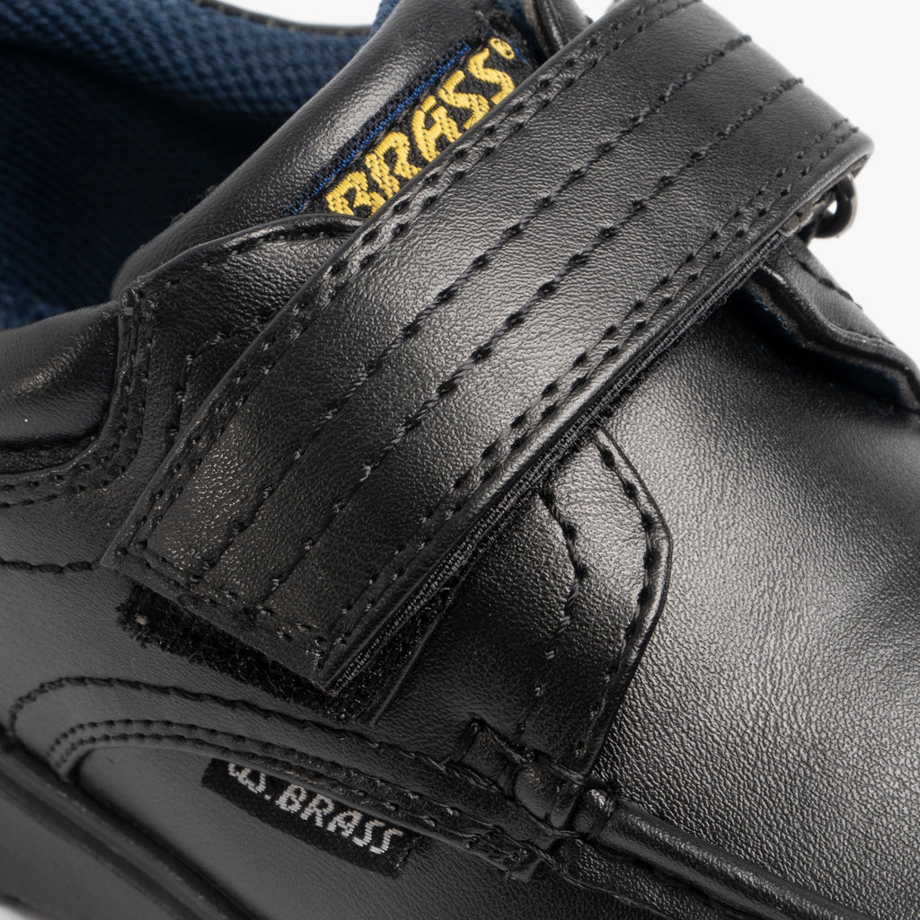 US Brass MARVIN Boys Velcro Bar Casual School Shoes Black