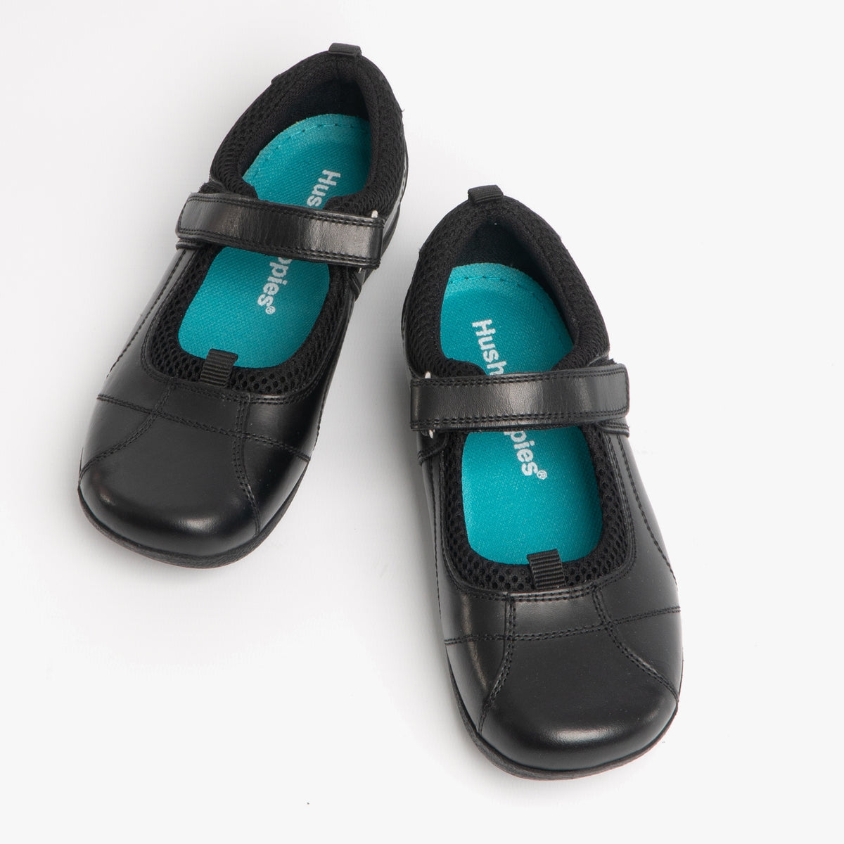 Hush Puppies CINDY Girls Leather School Shoes Black