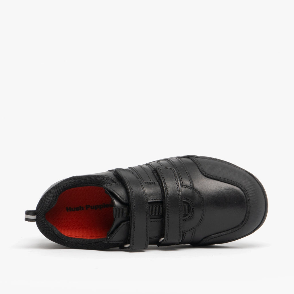 Hush Puppies JOSH Boys Leather School Shoes Black