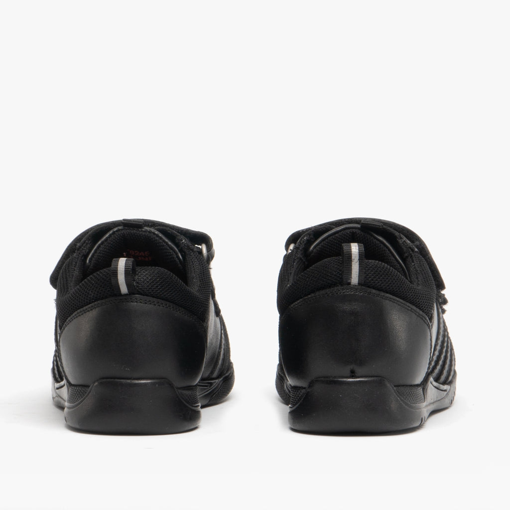 Hush Puppies JOSH Boys Leather School Shoes Black
