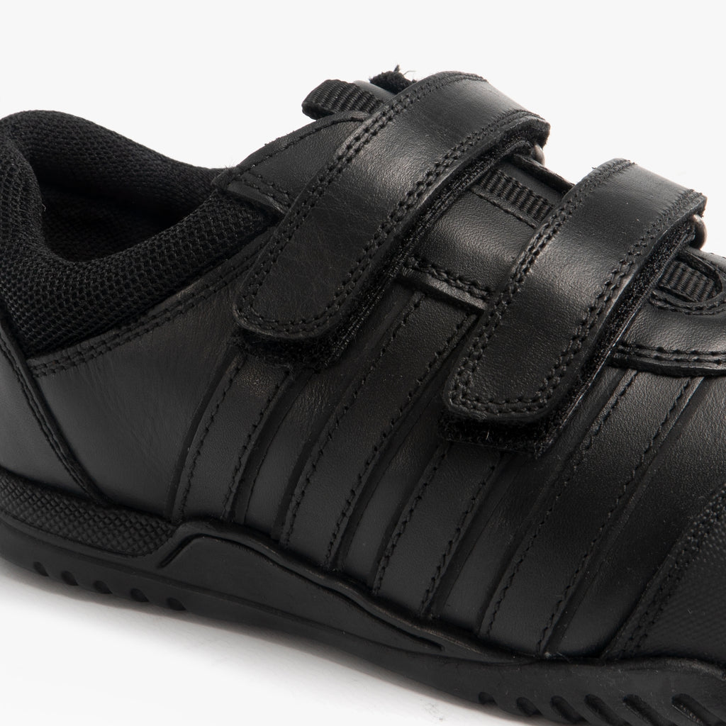 Hush Puppies JOSH Boys Leather School Shoes Black