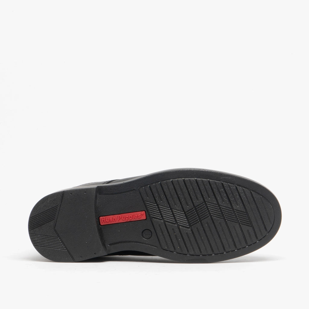 Hush Puppies TIM Boys Leather School Shoes Black
