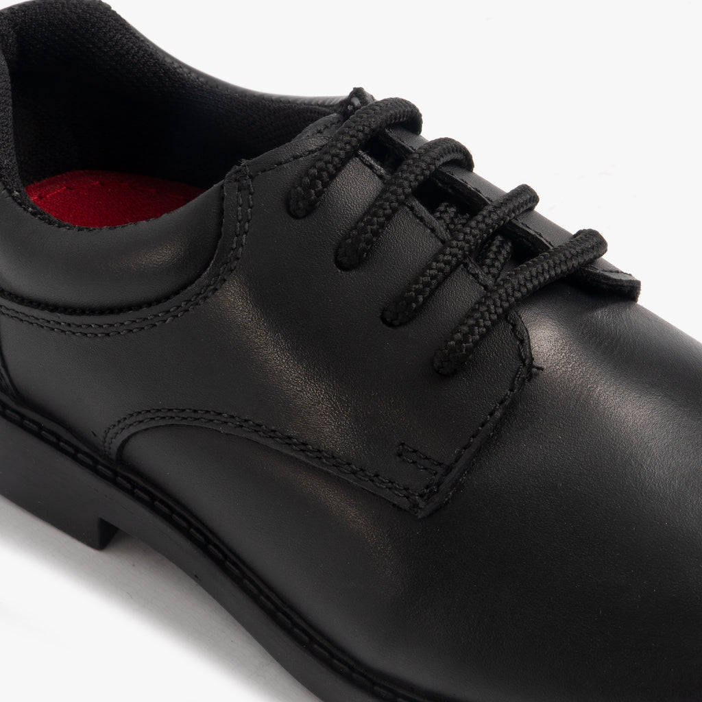 Hush Puppies TIM Boys Leather School Shoes Black