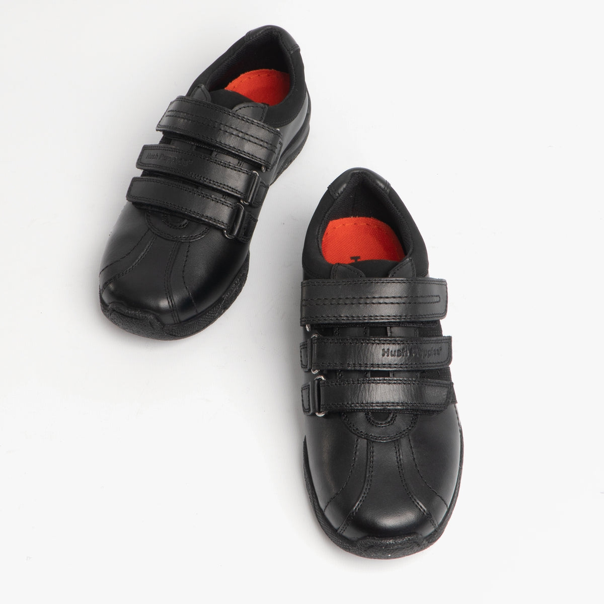 Hush Puppies SEB Boys Leather School Shoes Black