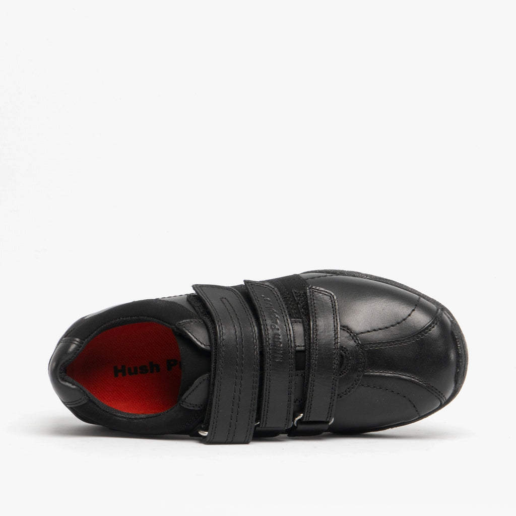 Hush Puppies SEB Boys Leather School Shoes Black