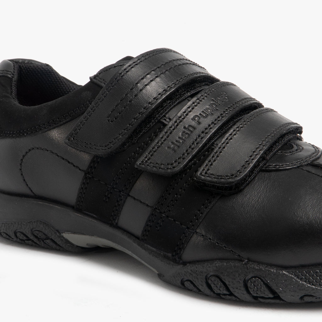 Hush Puppies SEB Boys Leather School Shoes Black