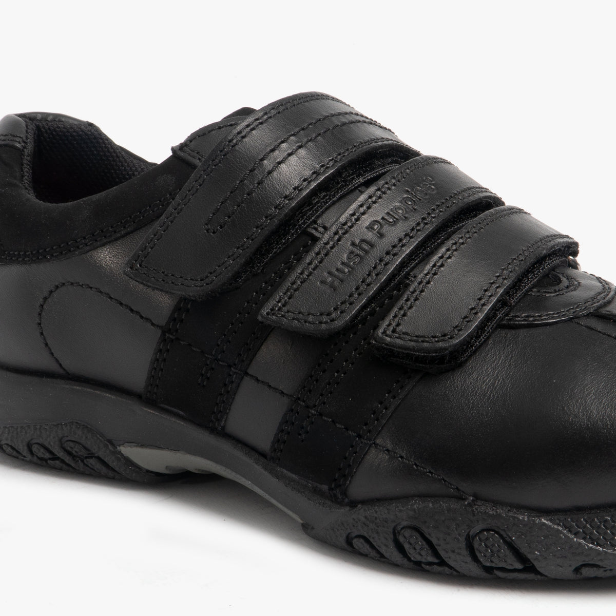 Hush Puppies SEB Boys Leather School Shoes Black
