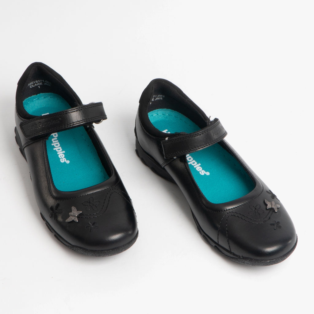 Hush Puppies CLARE Girls Leather School Shoes Black