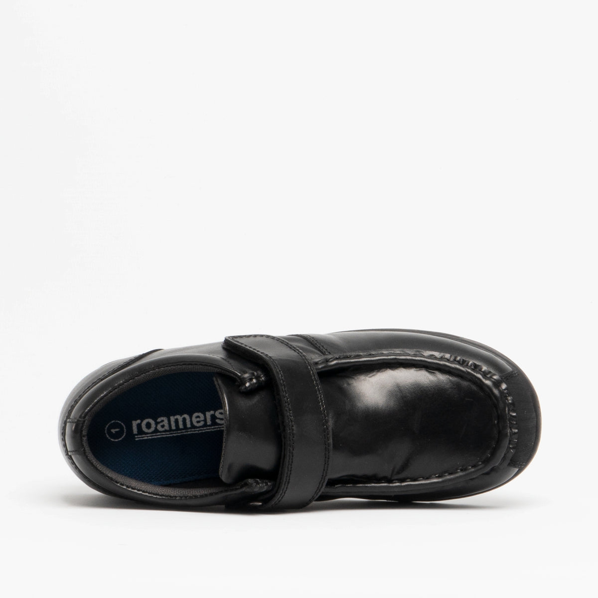 Roamers GENERALS Boys Leather Touch Fasten Shoes Black