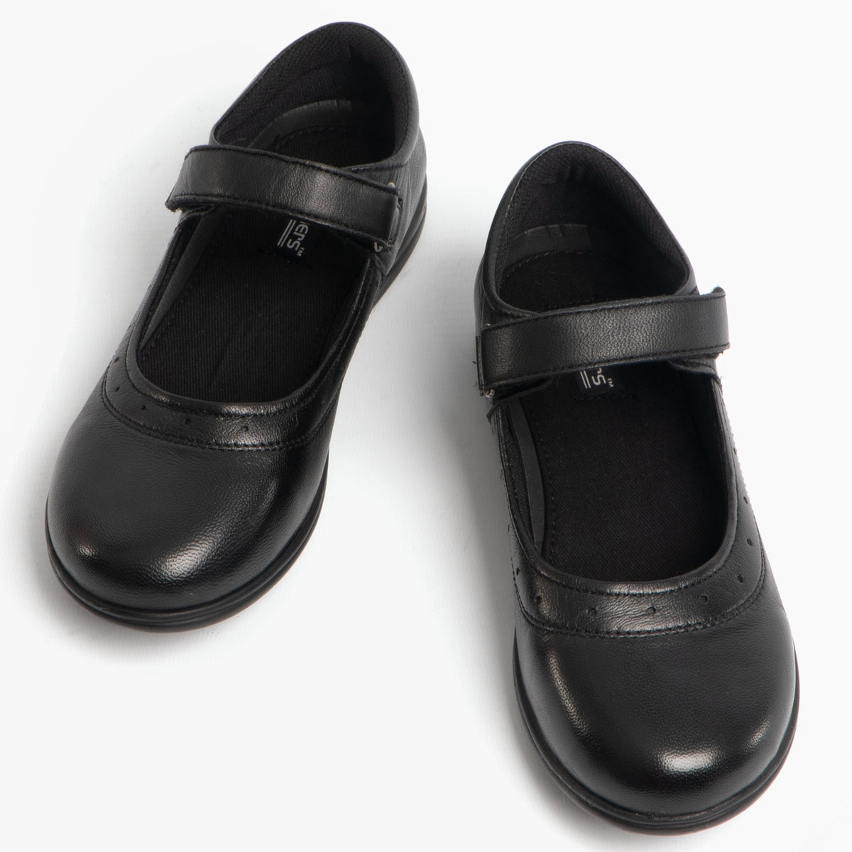Roamers ELSA Girls Leather Touch Fasten Mary Jane Shoes Black