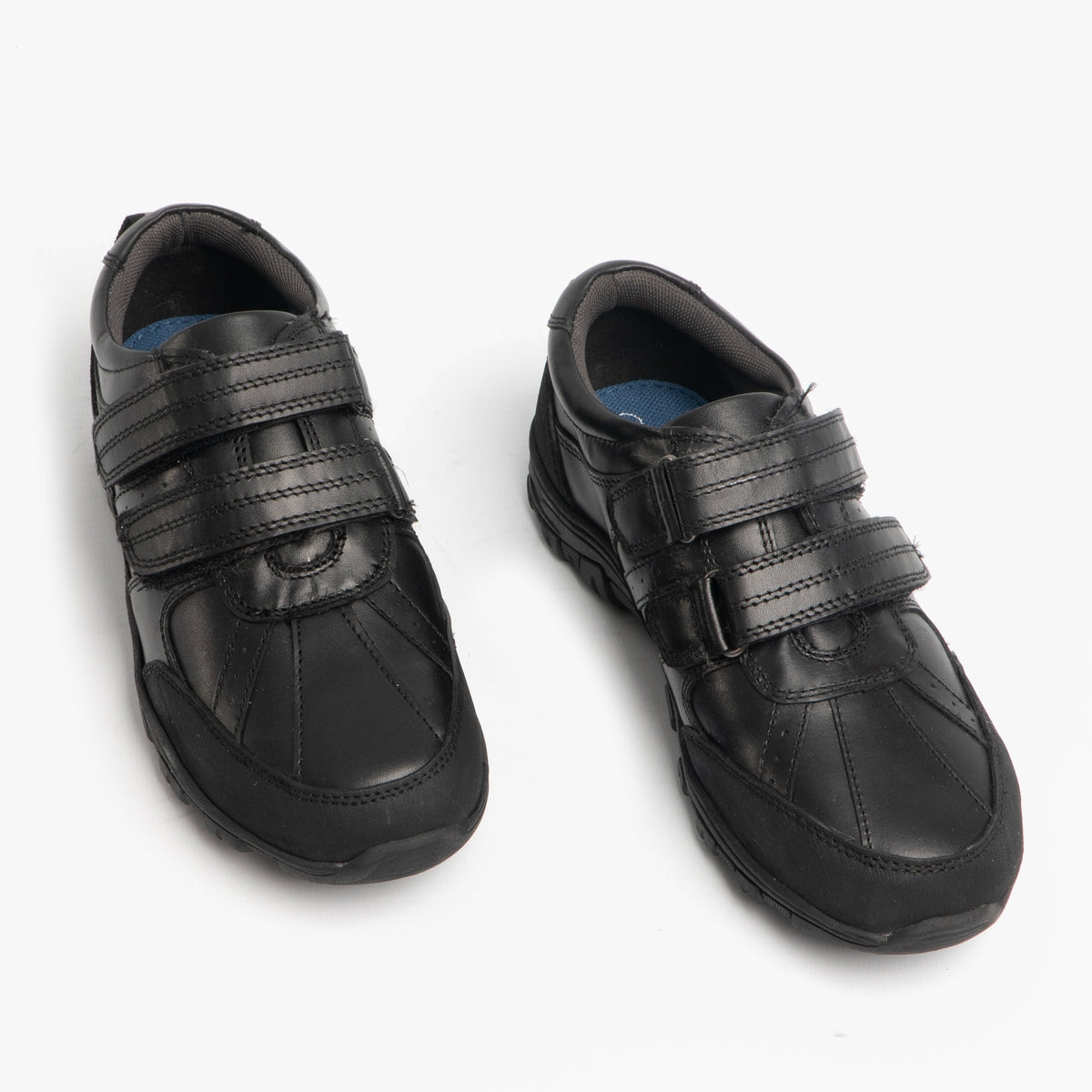 Roamers WILFRED Boys Black Leather Touch Fasten Shoes