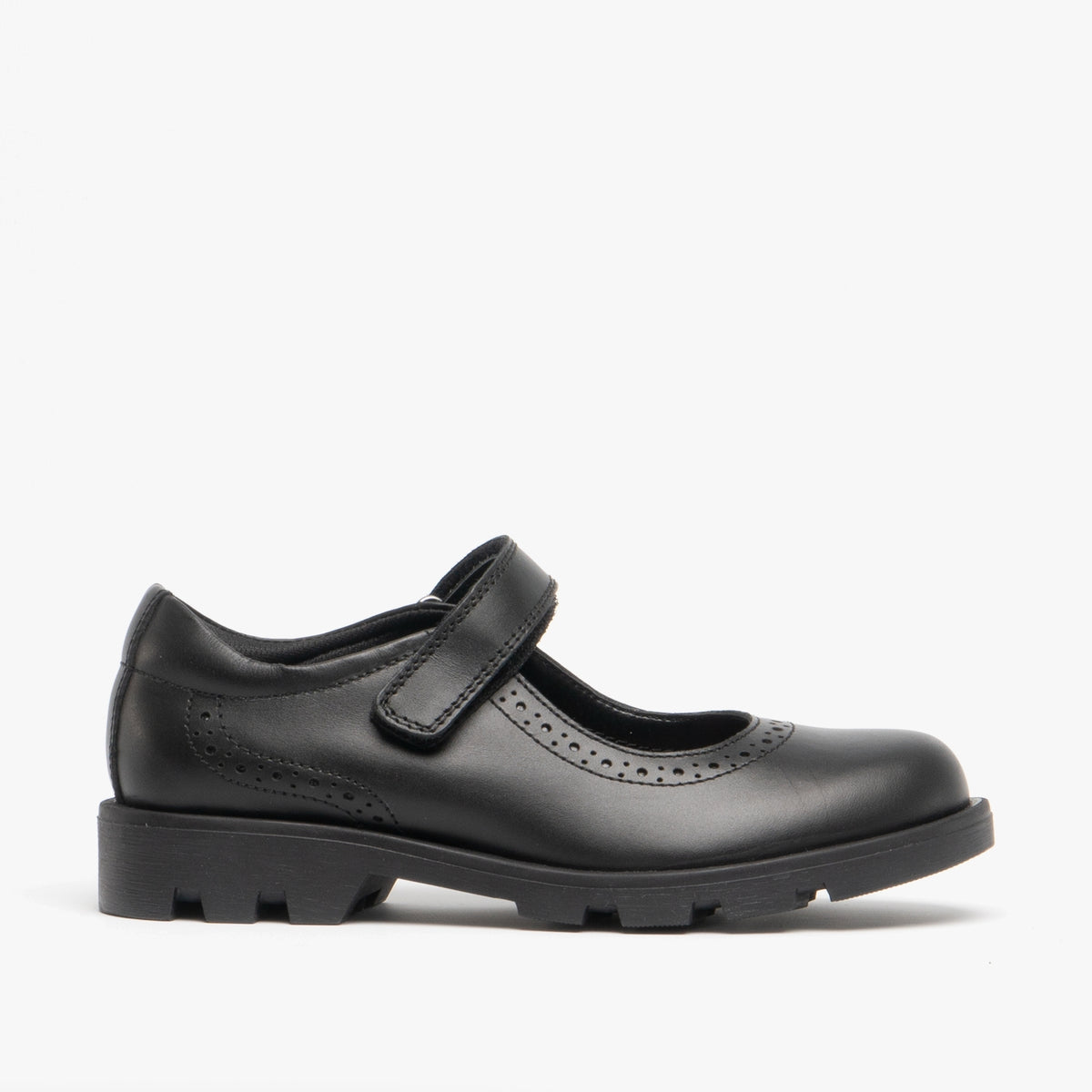 Roamers SABINA Girls Leather Touch Fasten Mary Jane Shoes Black