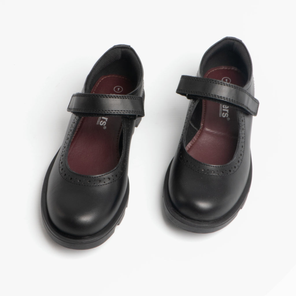 Roamers SABINA Girls Leather Touch Fasten Mary Jane Shoes Black