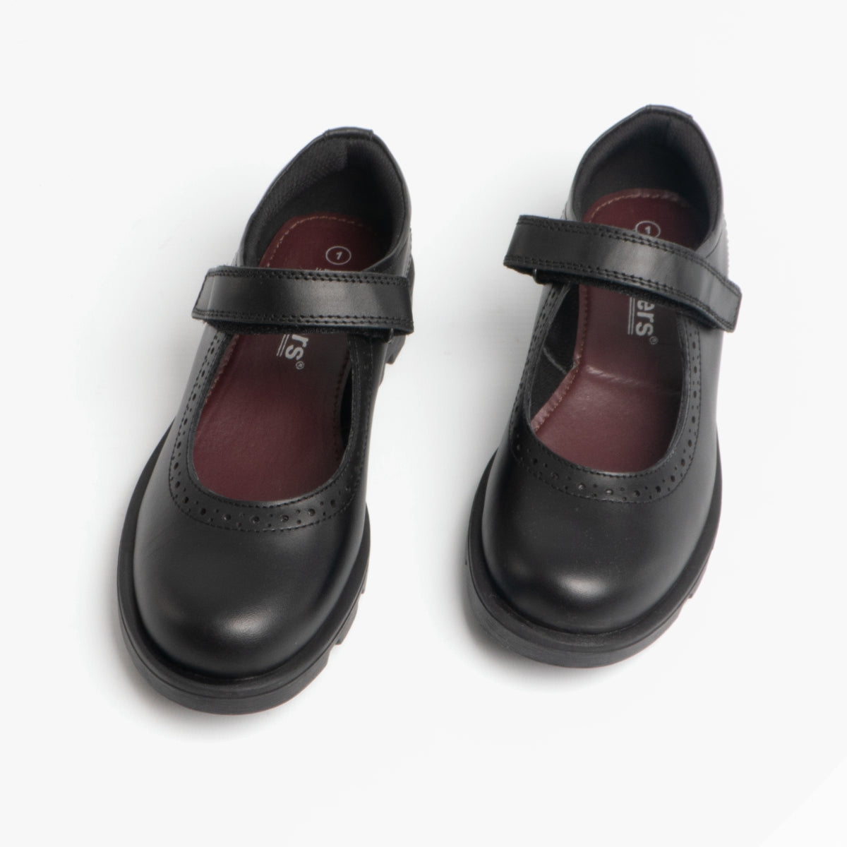 Roamers SABINA Girls Leather Touch Fasten Mary Jane Shoes Black