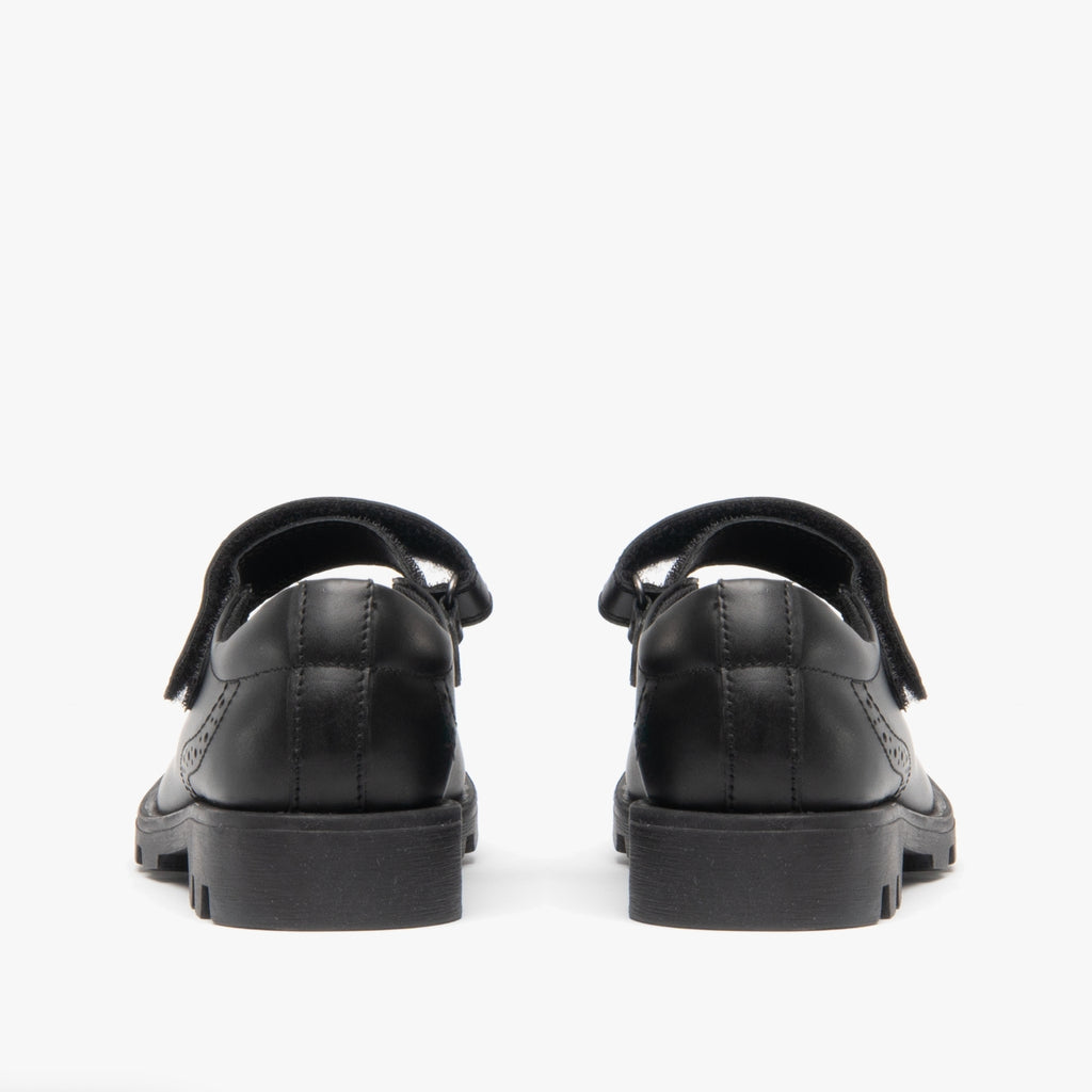 Roamers SABINA Girls Leather Touch Fasten Mary Jane Shoes Black