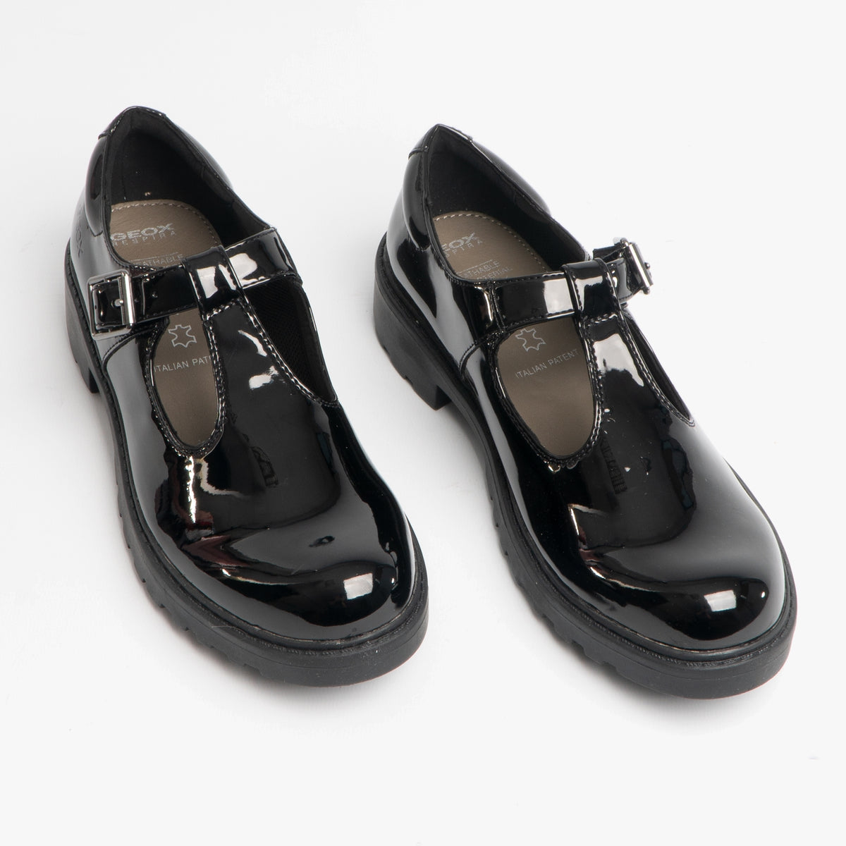 GEOX CASEY Girls School Shoes Patent Black