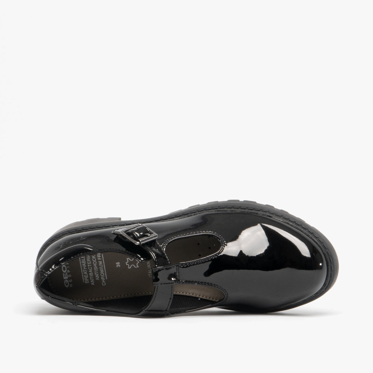 GEOX CASEY Girls School Shoes Patent Black