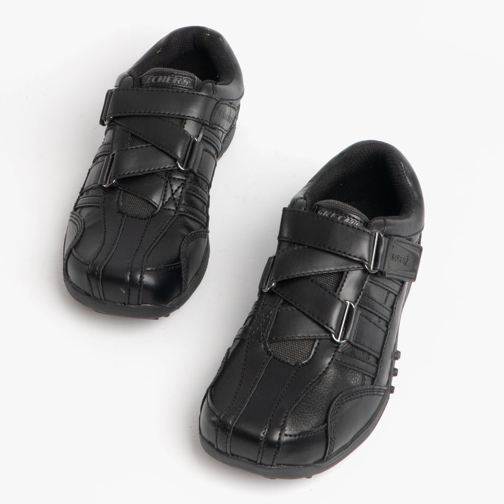 Skechers 91664L/BBK URBANTRACK II RAGE Boys Touch Fasten School Shoes Black