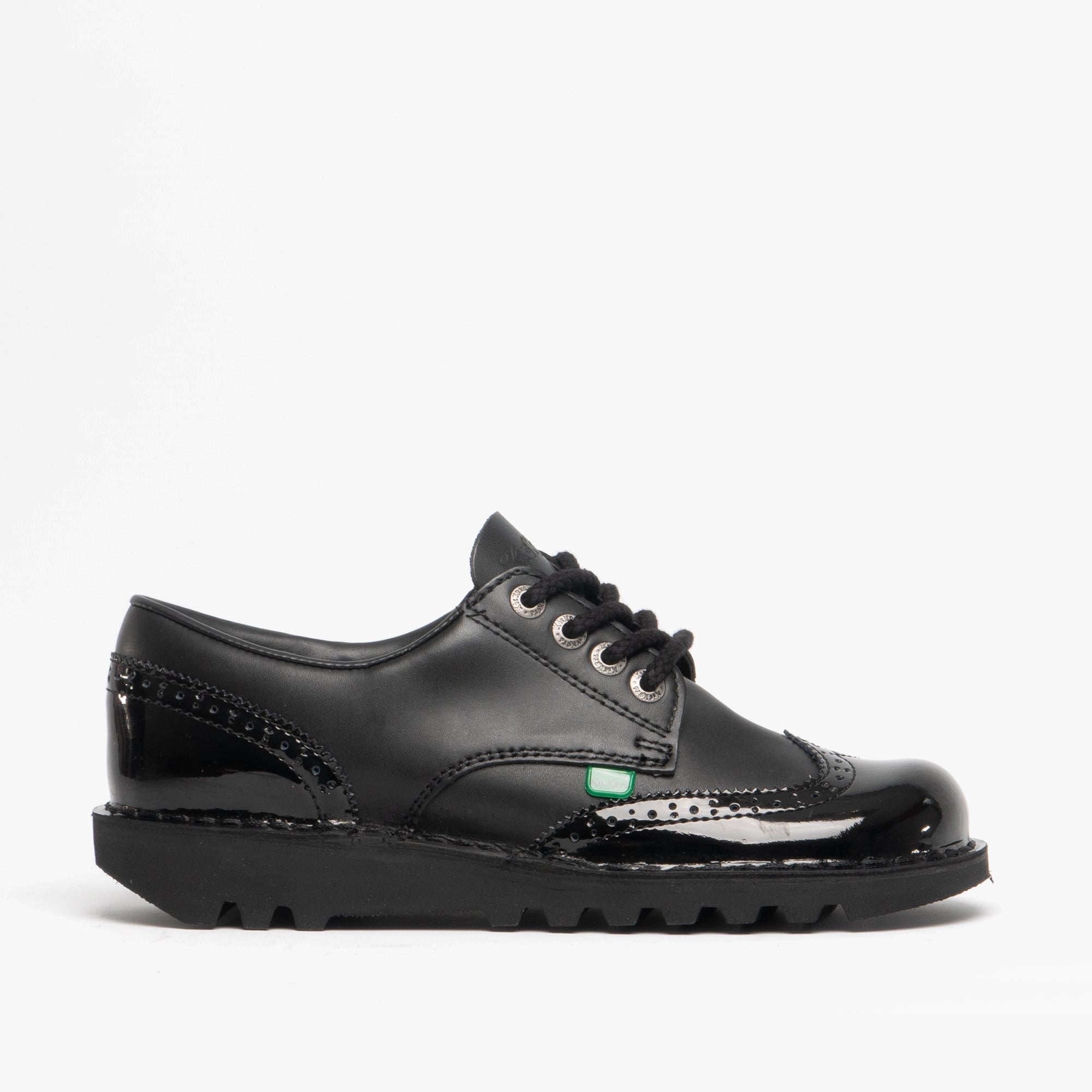 Kickers KICK LO BROGUE Womens Patent Leather Shoes Black – SchoolShoes ...