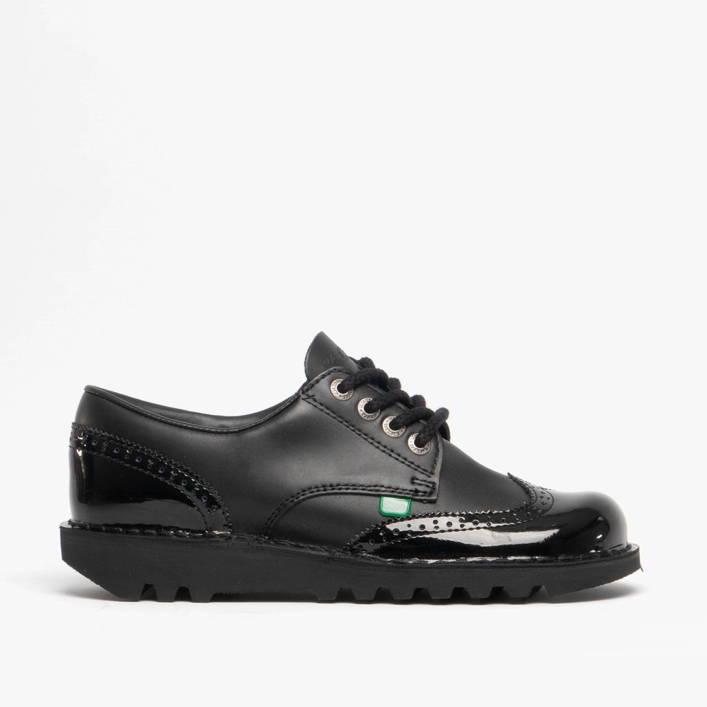 Kickers KICK LO BROGUE Womens Patent Leather Shoes Black