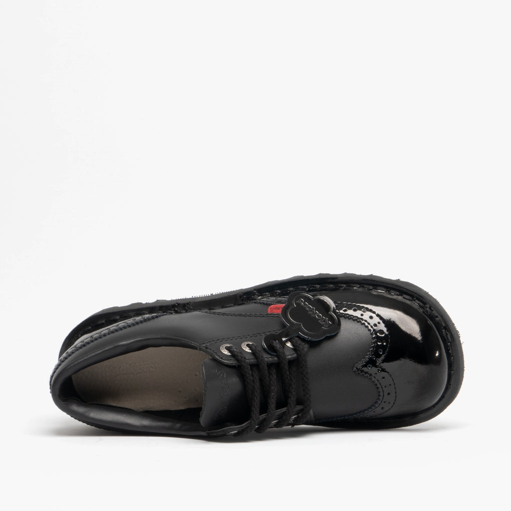 Kickers KICK LO BROGUE Womens Patent Leather Shoes Black