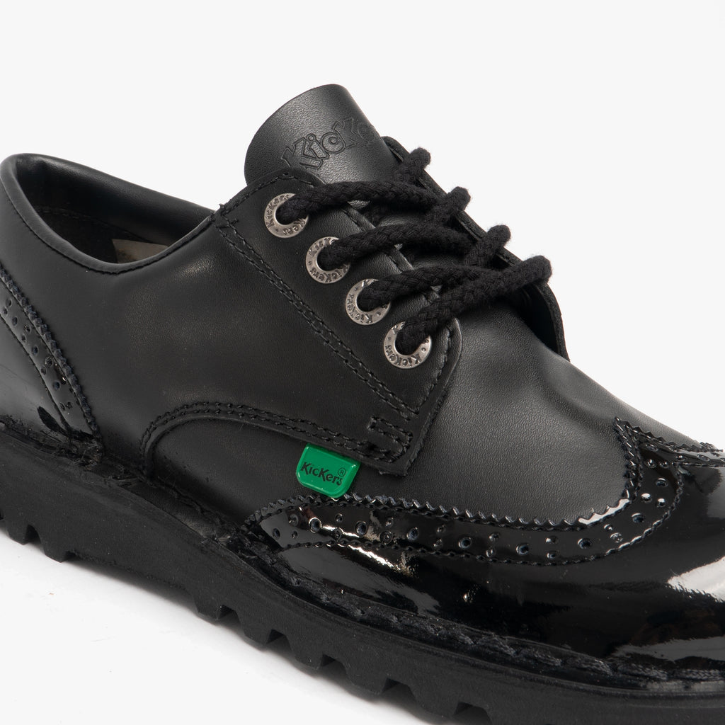 Kickers KICK LO BROGUE Womens Patent Leather Shoes Black