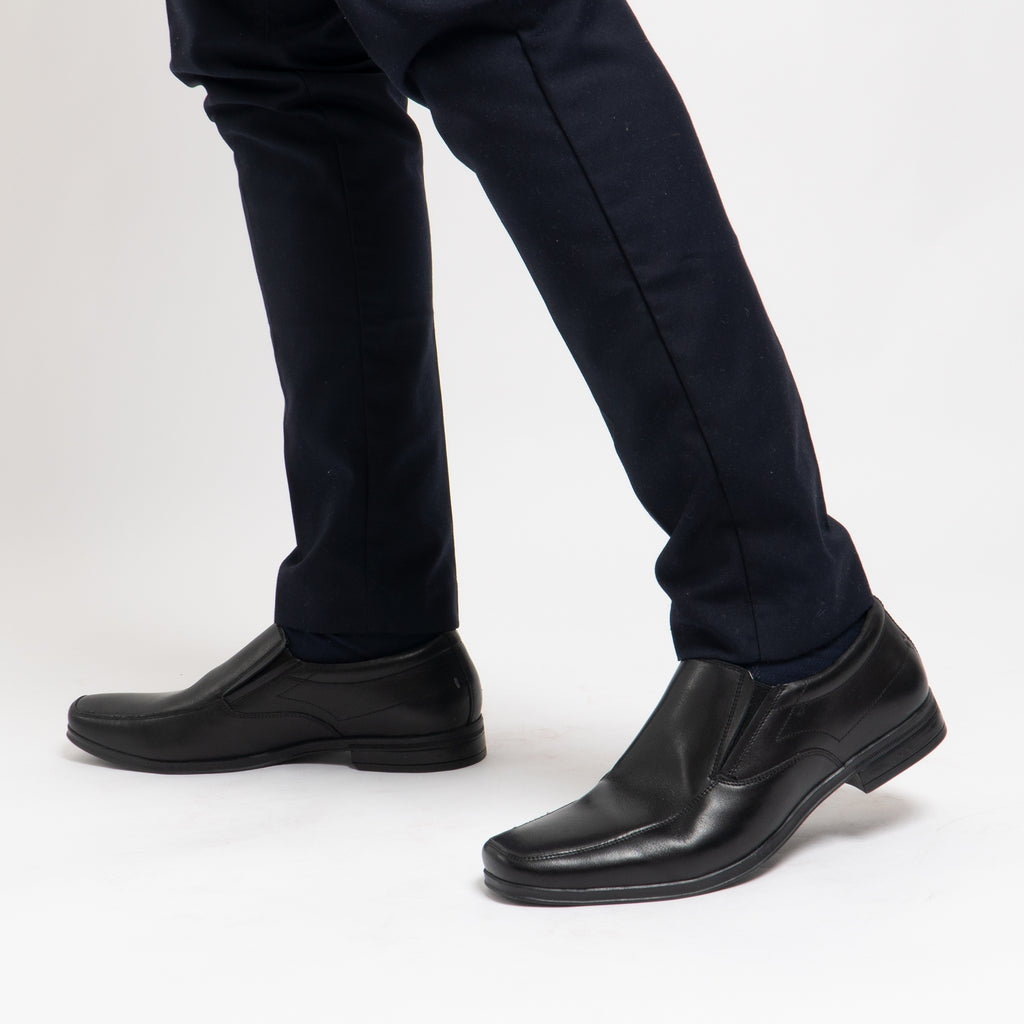 Hush Puppies BILLY Mens Leather Slip On Shoes Black