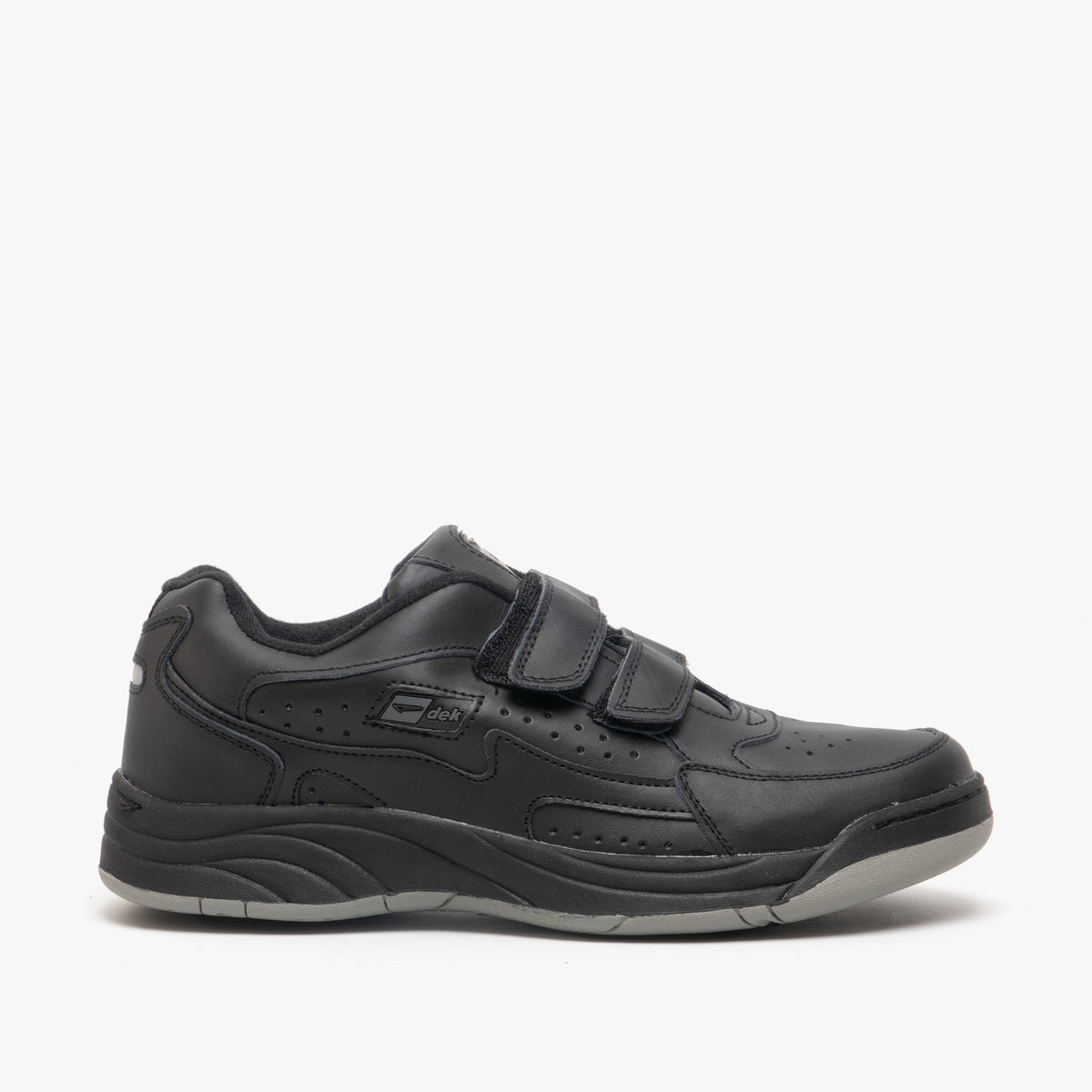 DEK ARIZONA Mens Leather Twin Touch Fastening Trainers Black