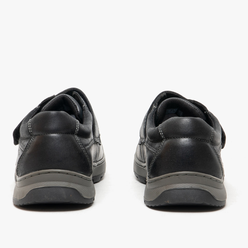 Hush Puppies CASPER Mens Leather Touch Fasten Shoes Black