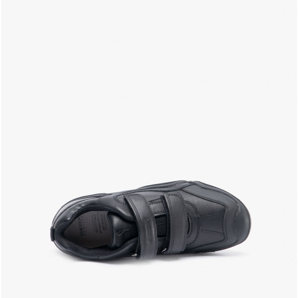 GEOX WADER Boys Leather Touch Fasten School Shoes Black