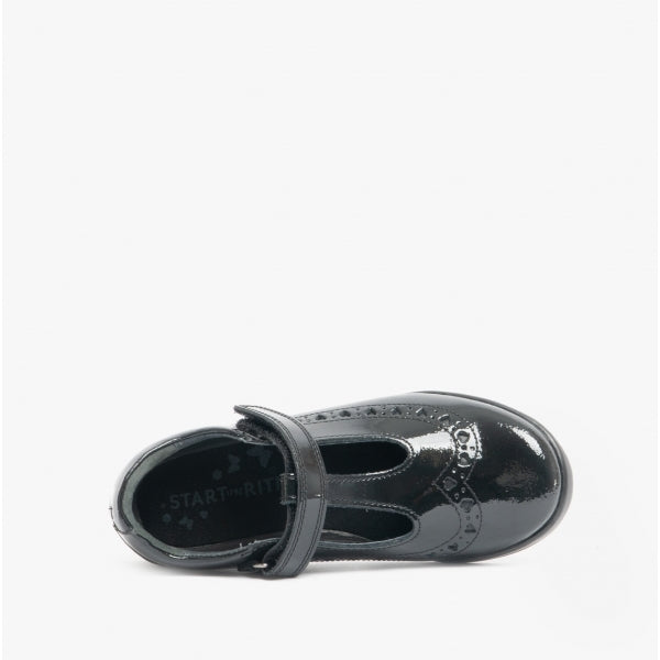 Start-Rite LEAP FROG Girls Leather T-Bar School School Shoes Patent Black