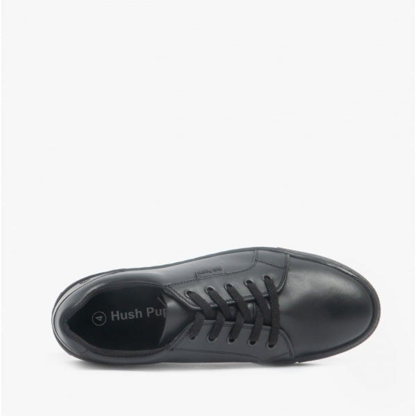 Hush Puppies SAM Boys Leather School Shoes Black