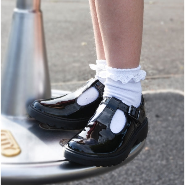 GEOX CASEY Girls School Shoes Patent Black