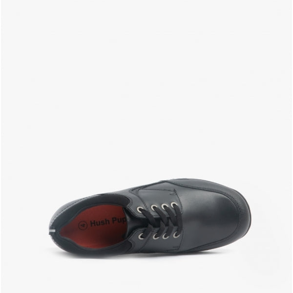 Hush Puppies DEXTER Boys Leather School Shoes Black