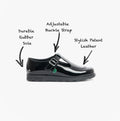 Kickers 115202 FRAGMA T-BUCKLE Girls School Shoes Patent Black