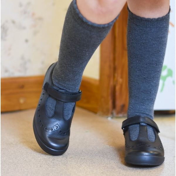 Start-Rite LEAP FROG Girls Leather T-Bar School Shoes Black