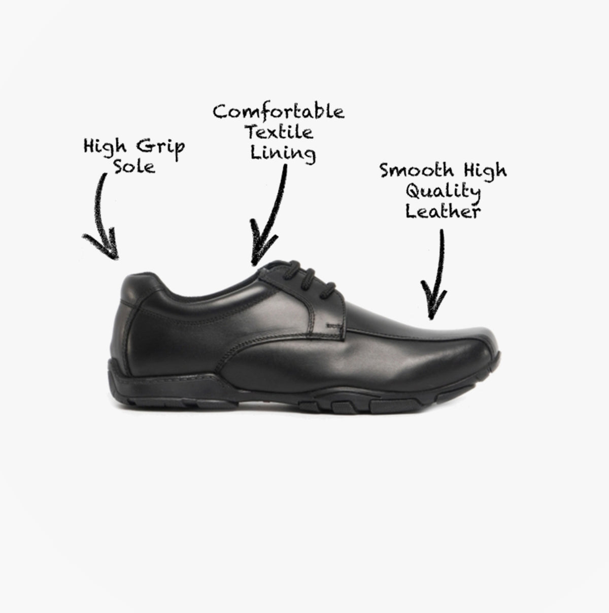 Hush Puppies VINCENTE Boys Leather Derby School Shoes Black