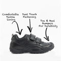 GEOX GIANT B Boys Touch Fasten School Shoes Black