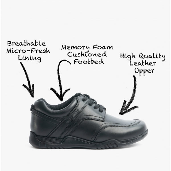 Hush Puppies HARVEY SENIOR Boys Leather School Shoes Black