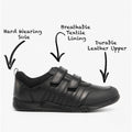 Hush Puppies JOSH Boys Leather School Shoes Black