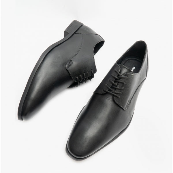 Hush Puppies EZRA Boys Leather Plain Toe Shoes Black