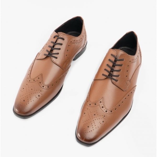 Hush Puppies ELLIOT Mens Leather Brogue Oxford Shoes Tan