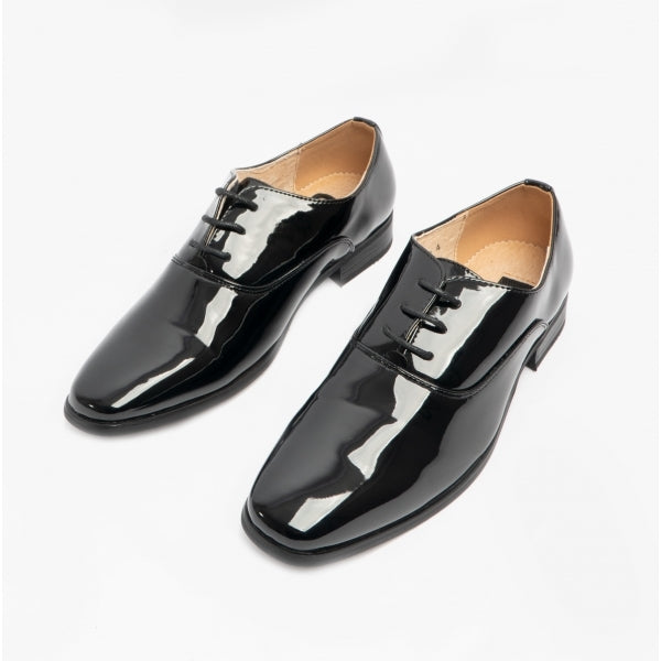 Goor ROONEY JNR Boys Oxford Dress Shoes Black Patent