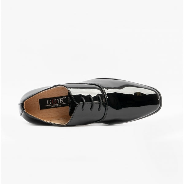 Goor ROONEY JNR Boys Oxford Dress Shoes Black Patent