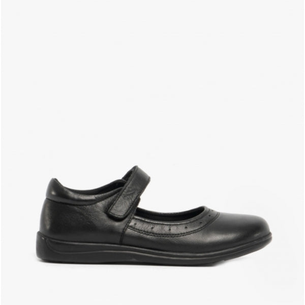 Roamers ELSA Girls Leather Touch Fasten Mary Jane Shoes Black