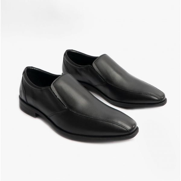 Hush Puppies ELLIS Boys Leather Slip On Shoes Black