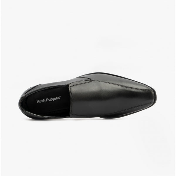 Hush Puppies ELLIS Boys Leather Slip On Shoes Black